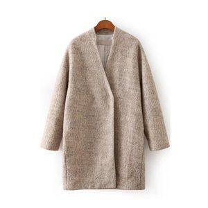 Apricot long sleeve loose woolen coat | Size S